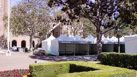 White tents at a book fair