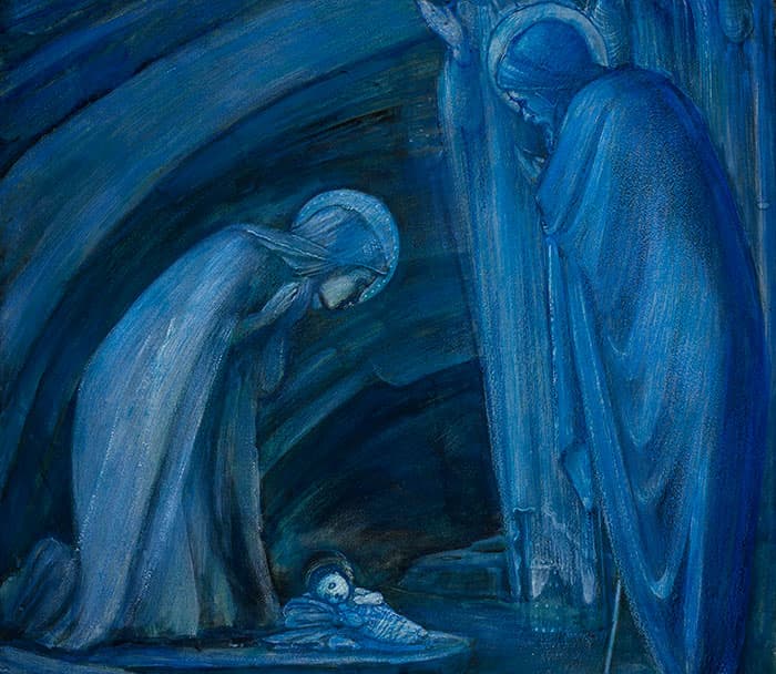 Detail of the lower portion of The Nativity, by Edward Coley Burne-Jones
