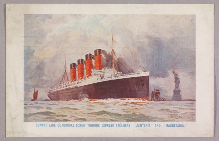 Postcard of Lusitania ship