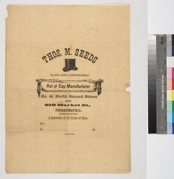 Thos. M. Seeds plain and fashionable hat & cap manufacturer