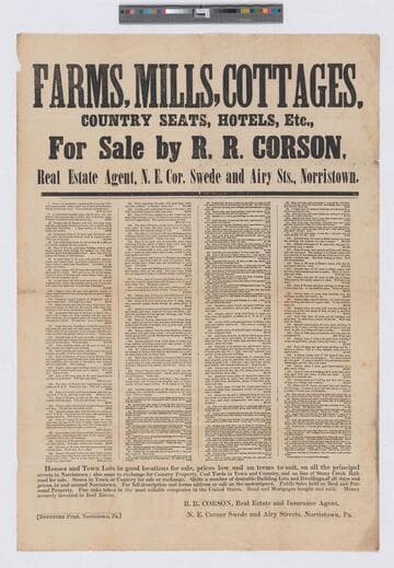 Farms, mills, cottages, country seats, hotels, etc., for sale by R.R. Corson