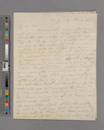 Thomas Babington Macaulay, 1st Baron Macaulay. Letter to Zachary Macaulay