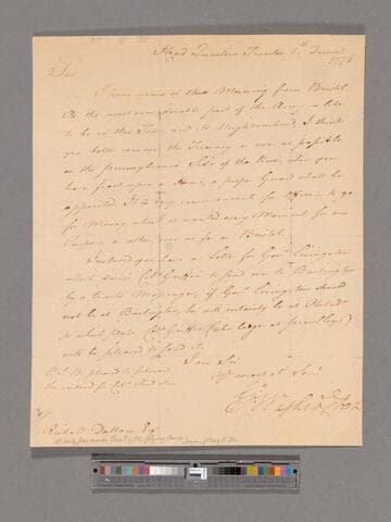 Letter from George Washington, headquarters Trenton, to Richard Dallam