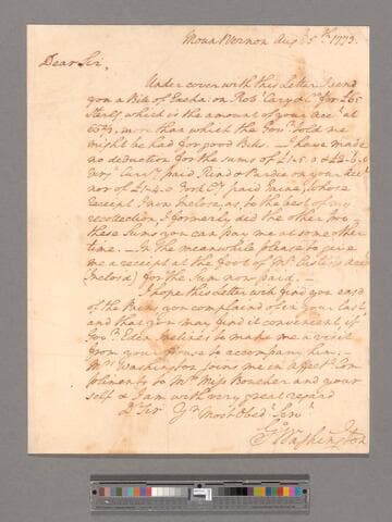 Letter from George Washington, Mount Vernon, to Reverend Jonathan Boucher
