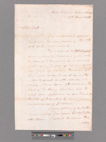 Letter from George Washington, headquarters Fredericksburg, to Major General William Alexander, Lord Stirling