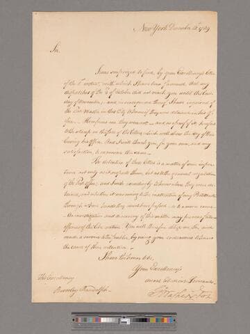 Letter from George Washington, New York, to Beverley Randolph