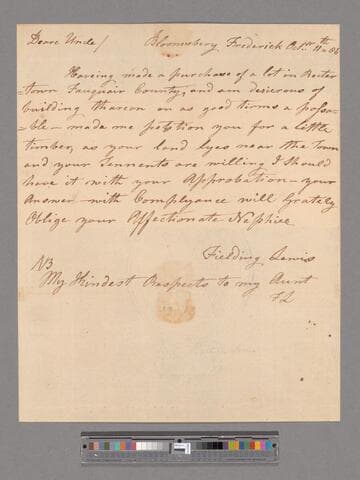 Letter from Fielding Lewis, Bloomsbery Frederick, to George Washington
