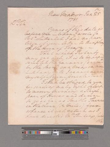 Letter from George Washington, New Windsor, to Colonel Timothy Pickering
