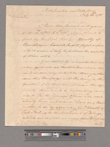 Letter from George Washington, headquarters near Dobbs Ferry, to Major General Arthur St. Clair