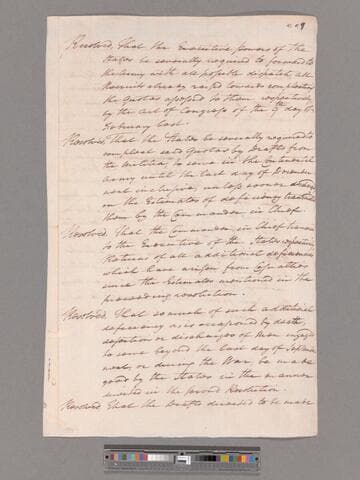 Resolutions by Continental Congress, Philadelphia, to George Washington