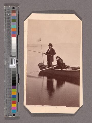 Ephraim "Yank" Clement and his wife, Lydia D. Mark Clement, fishing near Yank's Hotel wharf