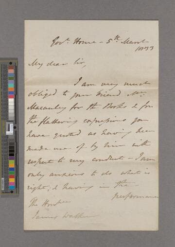Sir James Carmichael Smyth, 1st Baronet. Letter to Sir James Walker