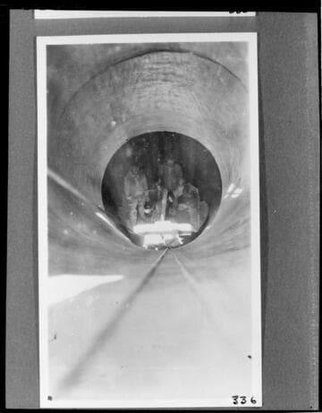 The concreting crew inside the penstock at Kern River #1 Hydro Plant
