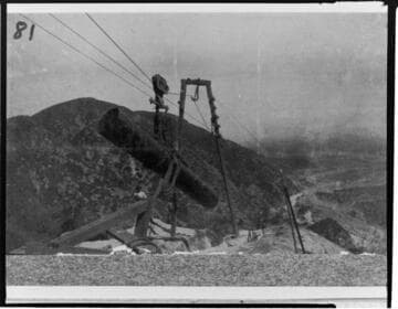 The penstock for Lytle Creek Hydro Plant being hauled up the hoist line