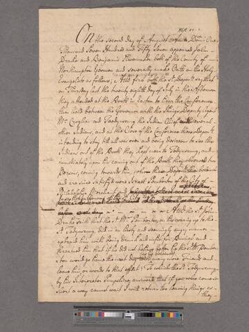 Benjamin Shoemaker and John Drake affidavit attesting to having witnessed a meeting between Teedyuscung and Pemberton at Easton