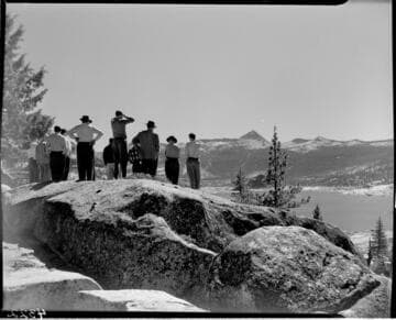 Big Creek tour group at an over look of a lake