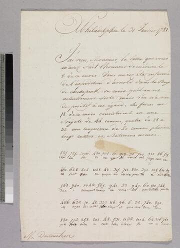 Letter : Philadelphia, to Charles-René-Dominique Sochet Destouches, 1781 January 31