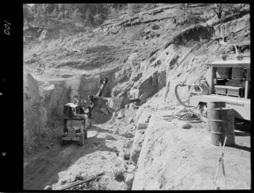 Big Creek - Mammoth Pool - Open cut excavation at diversion tunnel intake portal