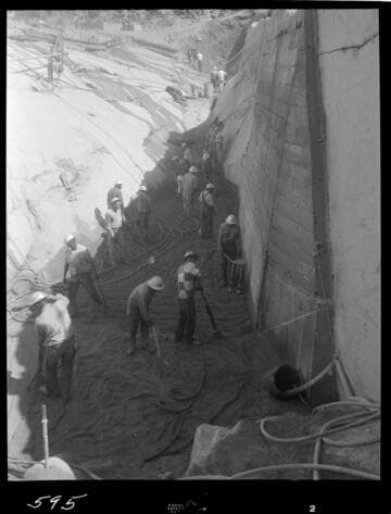 Big Creek - Mammoth Pool - Placing dental concrete in bottom of cutoff trench
