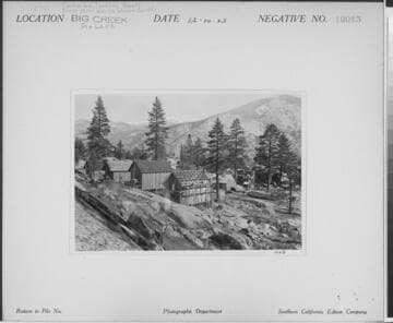 Big Creek, Florence Lake Dam - Constructing Camp 64 near the west end of Florence Dam