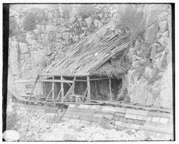 The rock break on the flume at Santa Ana River #1 Hydro Plant