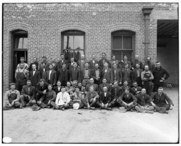 A group portrait of the electrical department employees of the Pomona Local Office
