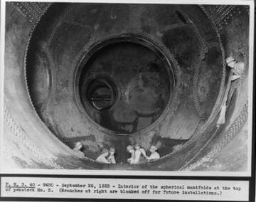 Big Creek Powerhouse #3 - Penstock #3 - Interior of the spherical manifolds at the top of Penstock #3