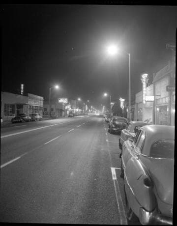 Street lighting on street at intersection with Laurel Ave