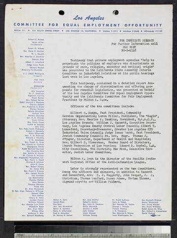 LA Committee for Equal Employment Opportunity press release