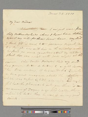 [Unknown author]. Letter to Elizabeth (Robinson) Montagu