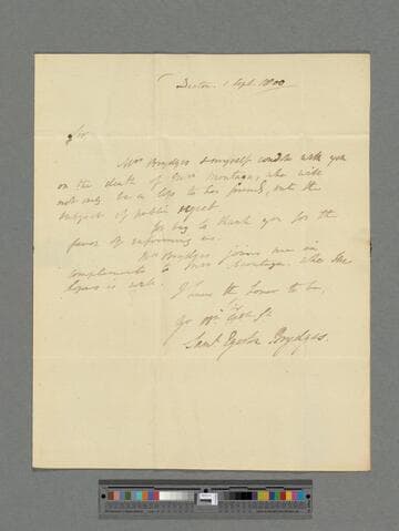 Brydges, Sir Samuel Egerton, 1st Bart. Letter to Matthew Montagu, 4th Baron Rokeby