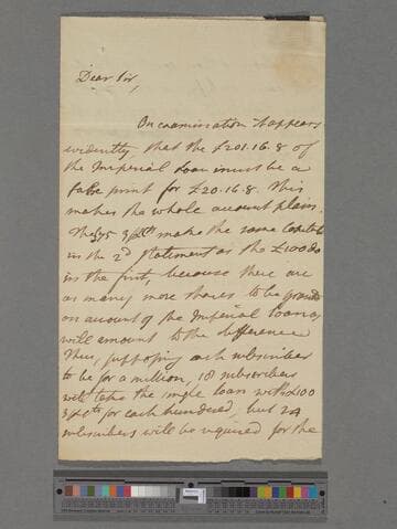Blagden, Sir Charles. Letter to Matthew Montagu, 4th Baron Rokeby