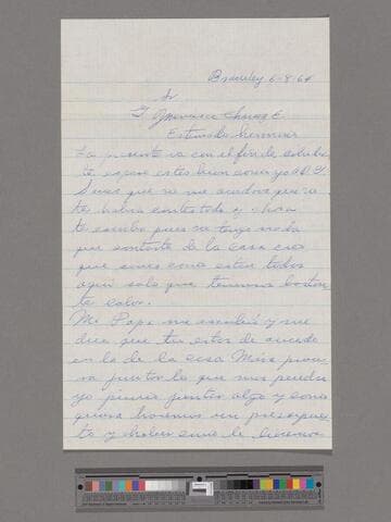 Letter from José Chávez Esparza (Brawley, California) to Paco Chávez Esparza (San José, California)