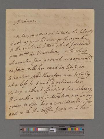 Harcourt, George Simon, 2nd Earl of Harcourt. Letter to Elizabeth (Robinson) Montagu