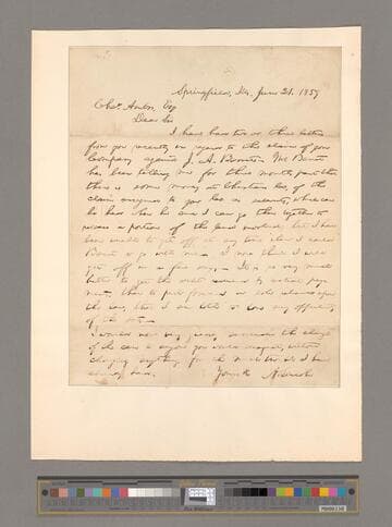 Abraham Lincoln, Springfield, Illinois, letter to Charles Ambos