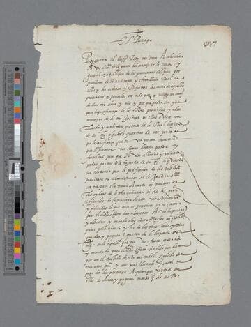 Felipe II, King of Spain, copy of document to Pedro de la Gasca, Bishop