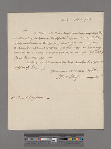 Jay, John. Letter to Thomas Clarkson