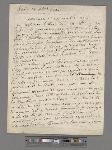 Gregoire, [Henri Constitutional Bp. Of Blois].  Letter to Thomas Clarkson