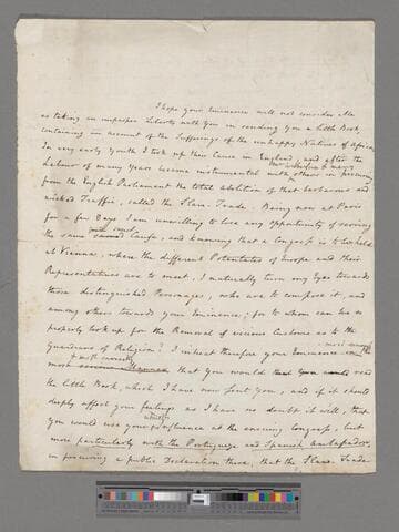 Clarkson, Thomas. Letter to [Manoel] Gonçalves [de Miranda?]