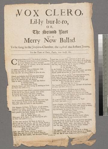 Vox clero, lil-ly bur-le-ro, or, The second part of a merry new ballad. To be sung in the Jerusalem-Chamber, the 24th of this instant January. To the tune of Youth, youth, thou hadst, &c
