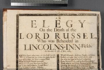 An elegy on the death of the Lord Russel, who was beheaded in Lincolns-Inn-Fields, on Saturday the 21st. of July, 1683