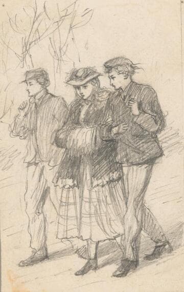 Two Boys and a Girl Walking