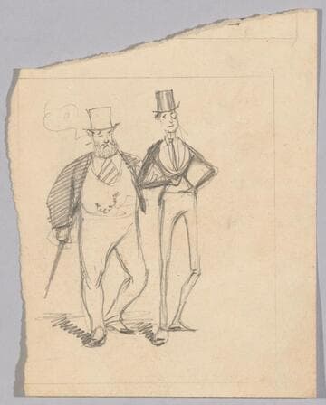 Older, Plump Man Walking with a Young Slim Man