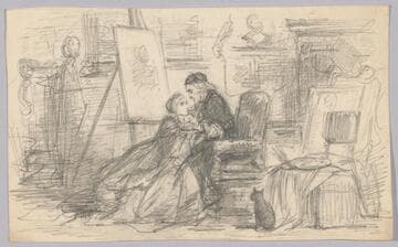 Seated Elderly Man (painter?) with Young Woman