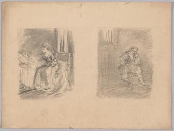 Woman Seated Beside Man in Bed