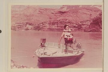 Ed l'Anson in the "BooToo."  Camp at Mile 70