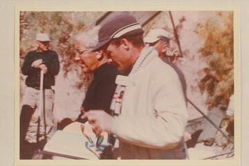 Cameraman Gordon Avil and Script Clerk John Dutton.  Filming of Disney's "The Colorado River Story."  Below Moab on the Colorado River