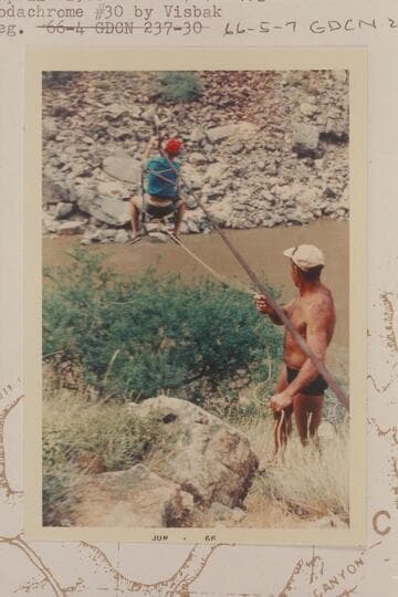 John Harrington in dam site cable car