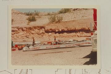 Deflated units of Grand Canyon Expeditions at South Cove ready for loading on truck