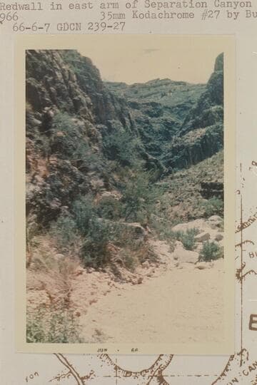 Route up Redwall in east arm of Separation Canyon